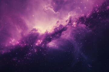 Mesmerizing purple and blue space filled with stars in a cosmic nebula, A mesmerizing purple nebula stretching across the horizon