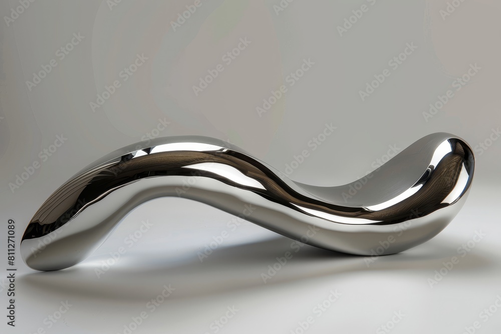 Poster a metal object resembling a wave with a sturdy handle and smooth surface, a metallic object with a s
