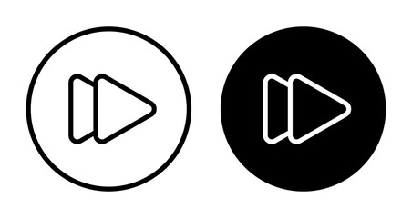 Fast Forward Icons Collection. Media Control Symbols. Next and Play Icons in Dual Style.