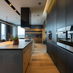 modern kitchen interior with kitchen