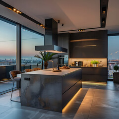 modern kitchen interior with kitchen