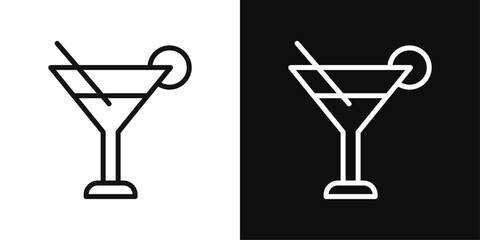 Social Drink Icon Set. Club Cocktail Glass Vector Symbol.