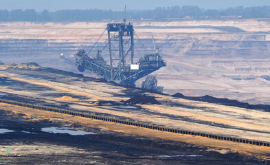 Lignite mining for energy production in the destroyed landscape in Garzweiler in Germany