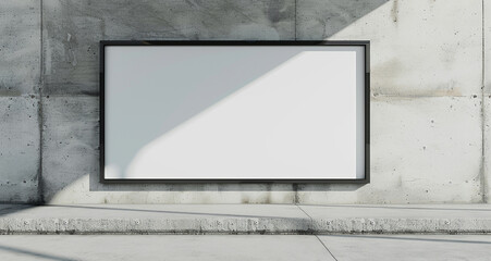 blank frame on clean white wall mockup, in the style of motion blur panorama, clean and sharp inking
