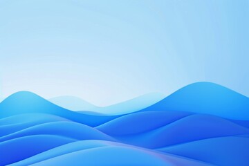 Abstract blue background with hill shapes under a blue sky, A minimalist design featuring a gradient of blues on a smooth blue background