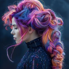 Cosmic Hairstyle An Avant Garde Portrait of Ethereal Beauty and Creative Expression
