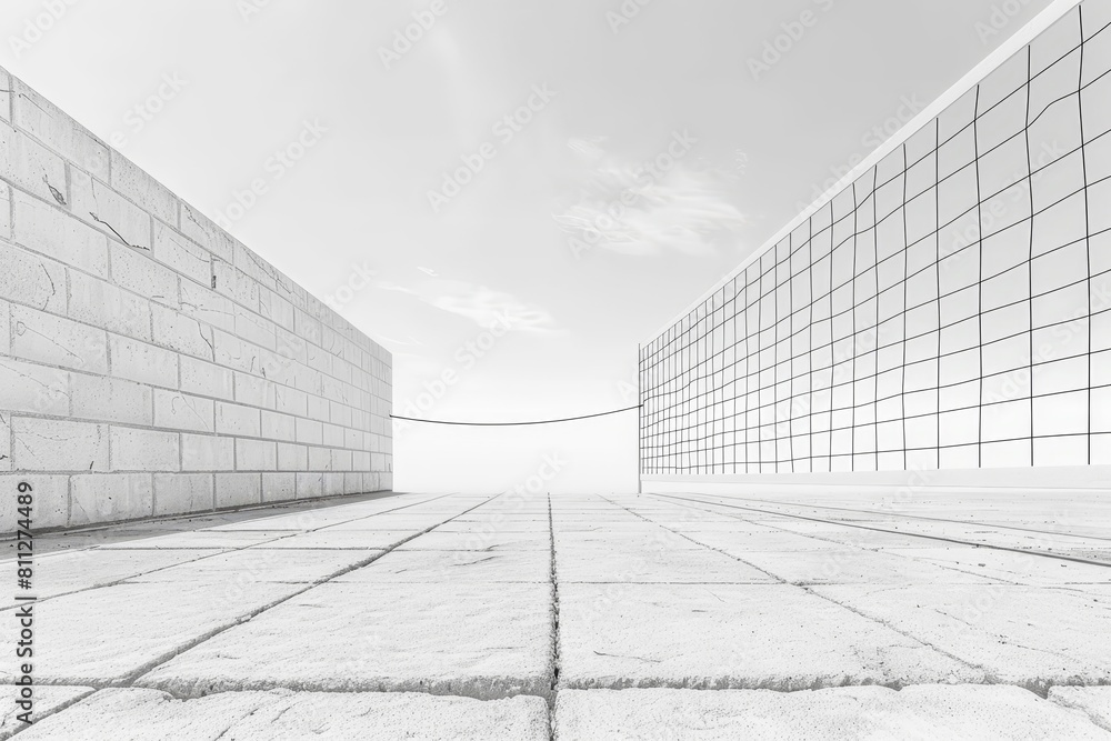 Poster a black and white image of a textured brick wall, showcasing a minimalist design, a minimalist desig
