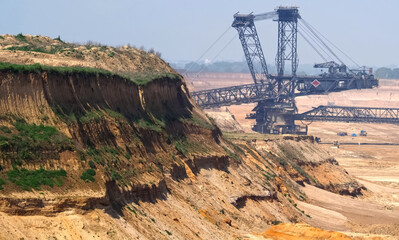 Lignite mining for energy production in the destroyed landscape in Garzweiler in Germany