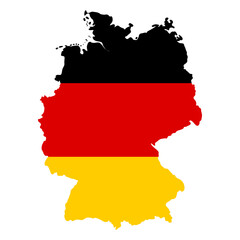 Germany map with colors of germany flag. vector illustration