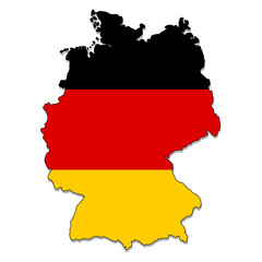 Germany map with colors of germany flag. vector illustration