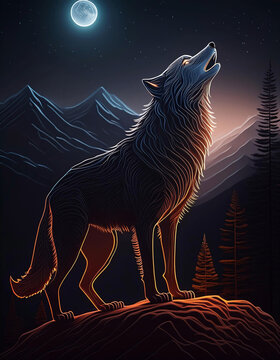 wolf howling at the moon 