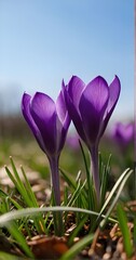purple purple crocus flowers, crocus flowers in spring backgroundcrocus flowers, crocus flowers in...