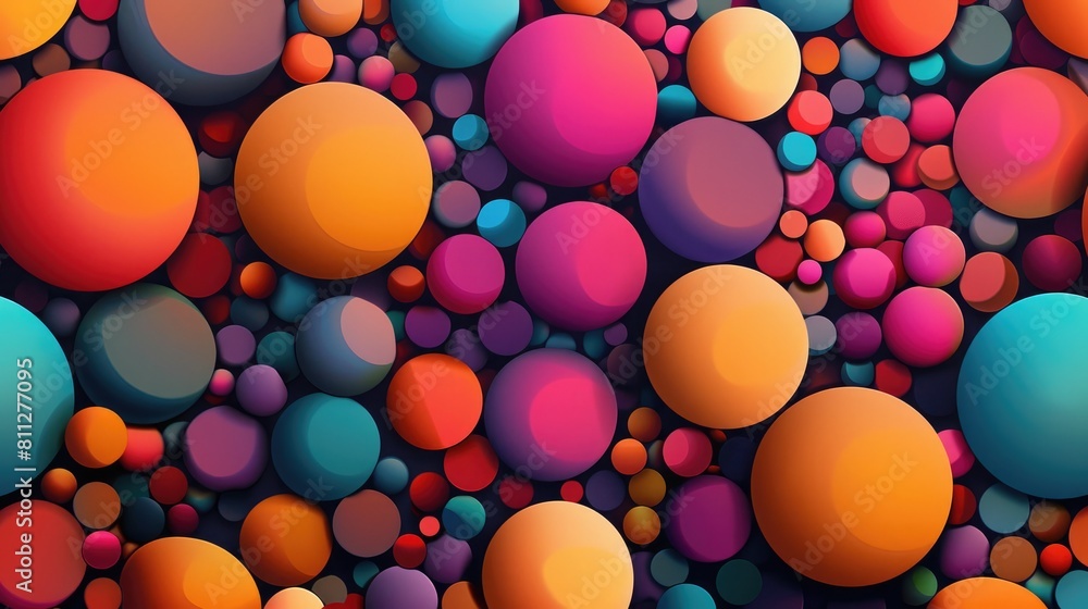Poster pattern of colorful spherical circular or oval shapes for creating wallpapers textures or background