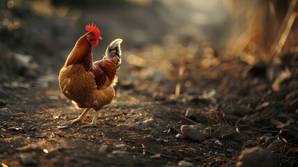 chicken on the ground HD 8K wallpaper Stock Photographic Image realistic