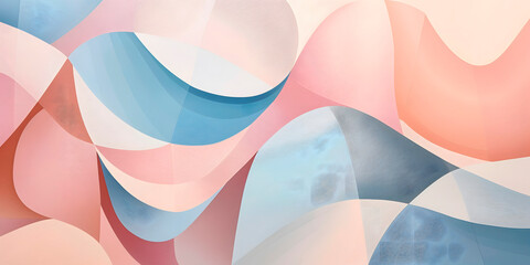 Energetic graphic abstract geometric background in soft pastel colors hues and intricate patterns, offering a visually captivating addition to any creative project or marketing material