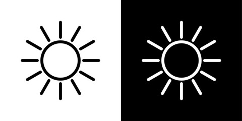 Sun Icon Set. Bright Sunshine Vector Symbol.