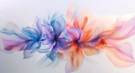 Watercolor painting of a bouquet with wilting petals in shades of pink, purple, and blue. Concept Bouquet, Watercolor Painting, Wilted Petals, Shades of Pink, Shades of Purple, Shades of Blue