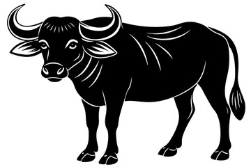 black and white bull vector illustration
