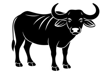 black and white bull vector illustration