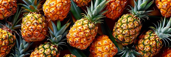 Pineapples background. Top view of pineapple fruit pattern. - Powered by Adobe