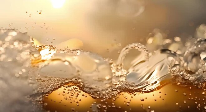 Closeup of bubbles rising in beer from fermentation process mesmerizing macro shot. Concept Beer bubbles, Fermentation process, Macro photography, Close-up shots, Mesmerizing images