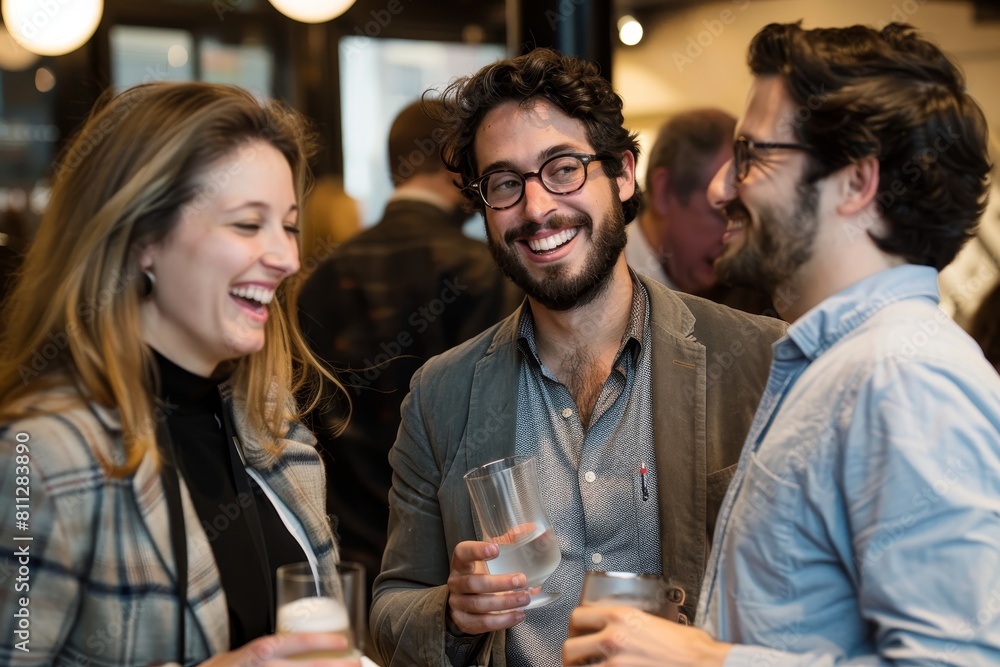 Poster entrepreneurs networking at event, a networking event where entrepreneurs are enthusiastically netwo