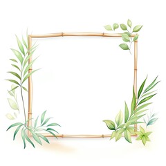 Craft a dynamic, tilted angle view of a bamboo frame, showcasing its sturdy segments and intricate textures Emphasize the organic, earthy tones with a fresh, modern twist