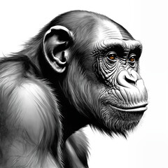 Fototapeta premium Profile of a Chimpanzee on white