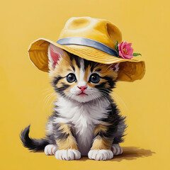 Kitten in a yellow hat