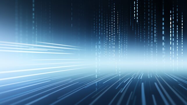 Digital matrix with a scifi backdrop, featuring streams of binary code cascading down in a hypnotic