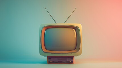 Vintage Television on Gradient Background