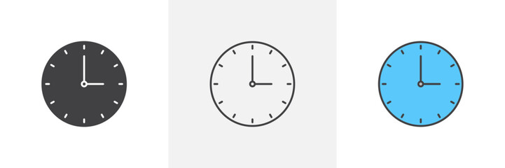 Schedule Timer Icon Collection. Clock Vector Design. Time Management Symbol.