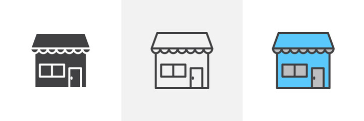 Shopfront Icon Collection. Retail Store Vector Design. E-Commerce Symbol.