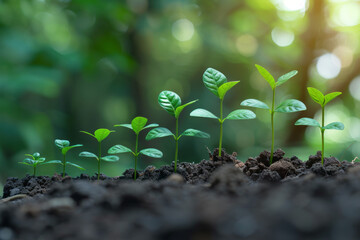 Environmental conservation statistics with positive trend lines leading upwards,