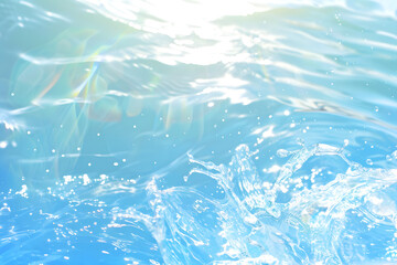 Obraz premium Sparkling blue water with light reflections and sun flare