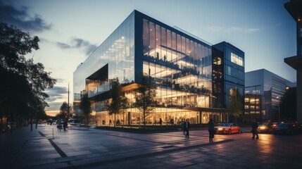 Obraz premium Modern Glass Building With Many Windows