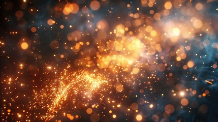 Naklejka premium Mesmerizing Golden and Blue Particles Floating in Space