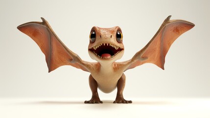 A cute cartoon baby dinosaur with big eyes and a toothy grin. - Powered by Adobe
