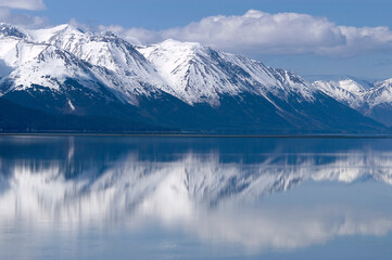 Alaskan mountain reflecting in Turnagain Arm