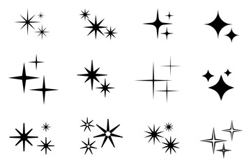 Sparkle Star Icon Set. Flat vector illustration