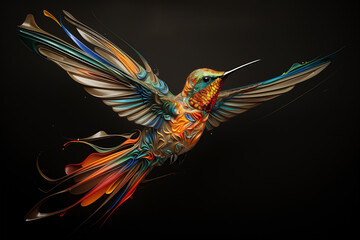 Fototapeta premium Flaming Flight: A Hummingbird's Dance