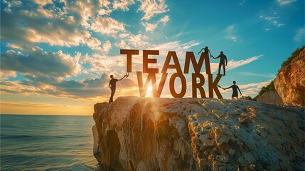 business team helping each other, teamwork, Ai generate