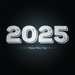 Happy New Year 2025 text design vector, Happy New Year 2025 typography