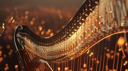 Naklejka premium The image is a close-up of a harp