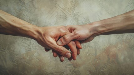 close up of two hands holding each other realistic