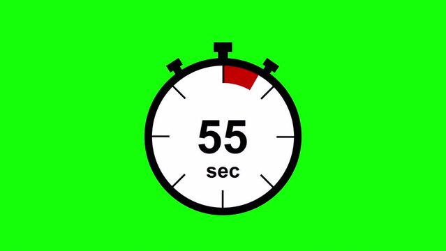 60 Seconds Countdown Timer Animation with simple Stopwatch Icon, Green Background