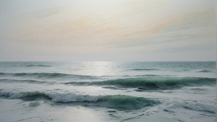 Fototapeta premium Soothing seascape with gentle waves under a pastel sky