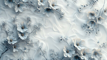 A white background with a blue floral pattern
