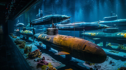 Evolution of Submarine Design: A Historical Display from Wooden Submersibles to Nuclear Behemoths