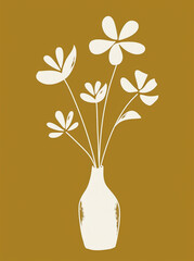 A vase with flowers in simple shapes
